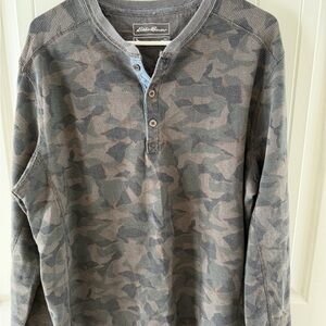 Eddie Bauer Gray Camo Henley